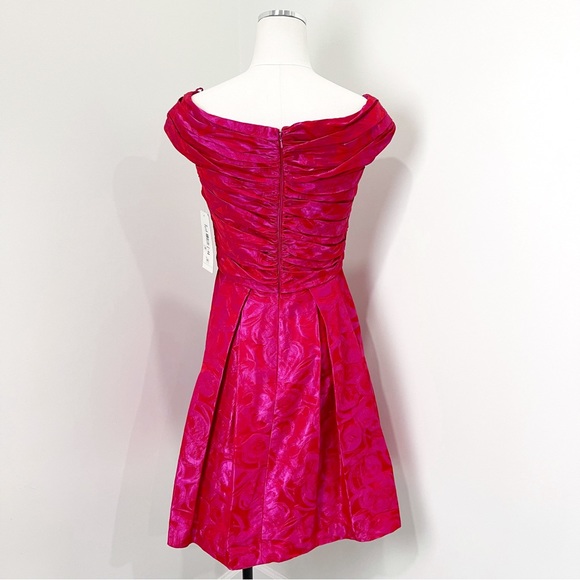 NWT THEIA Couture Cocktail Dress In Pink Red SIZE 6 $595 Style 881526 Barbiecore - Picture 3 of 14